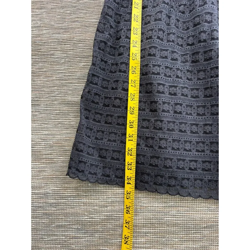 Free People Woven Lace Overlay Shift Dress Womens Size 6 Black Knee Length